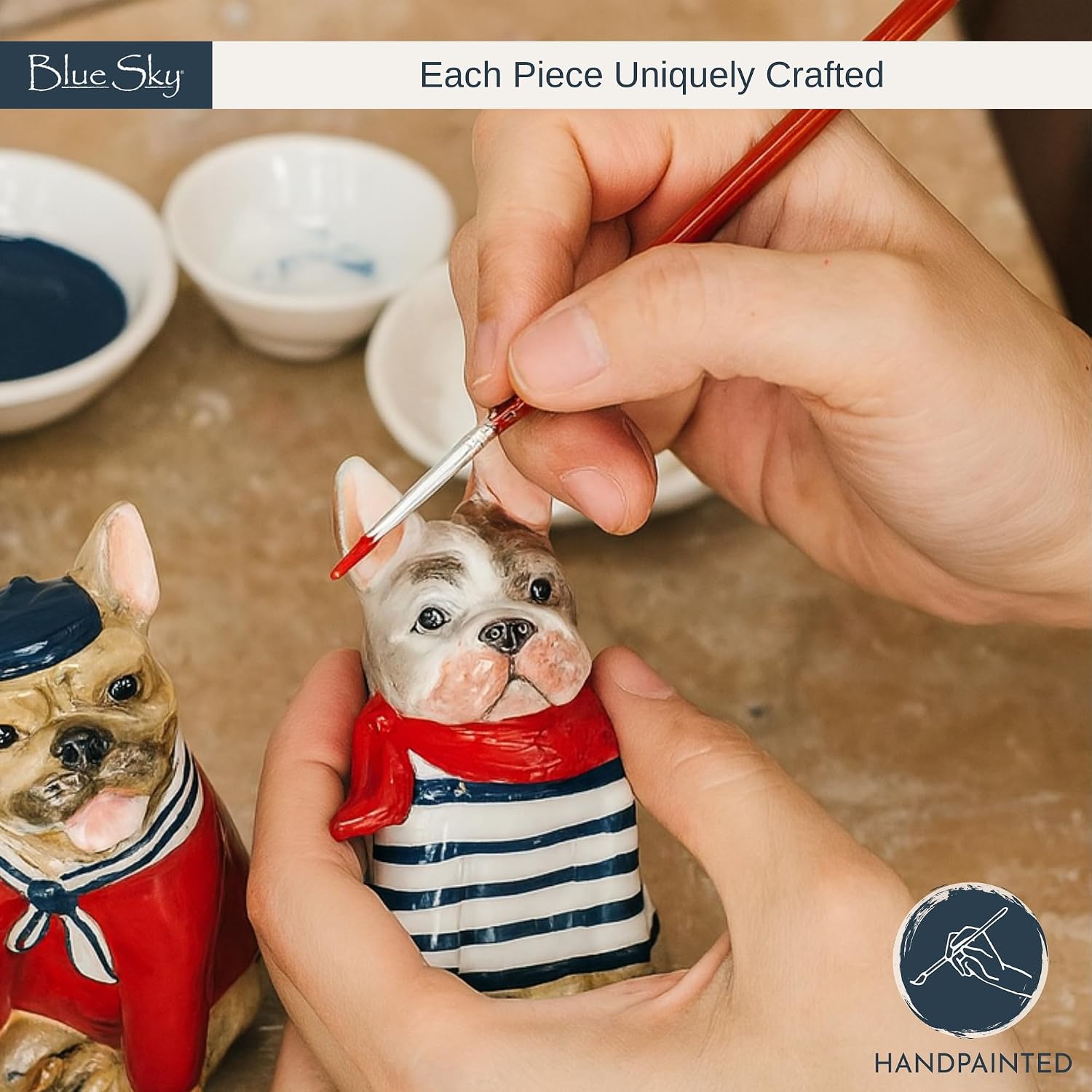 Blue Sky Ceramics French Bulldog Salt & Pepper Set, Multi (20406)