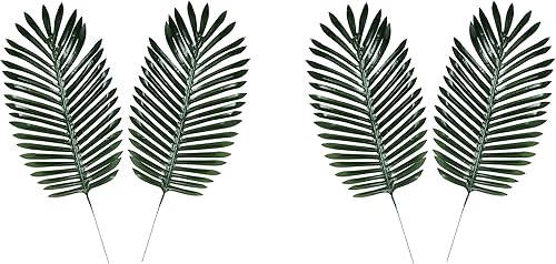Hojas de palma tropicales artificiales de tela, planta de helecho falso para interiores y exteriores, paquete de 2