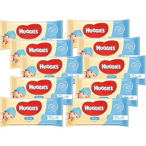 Huggies Pure Baby Wipes 56 Count (Pack of 10) 560 Wipes Total