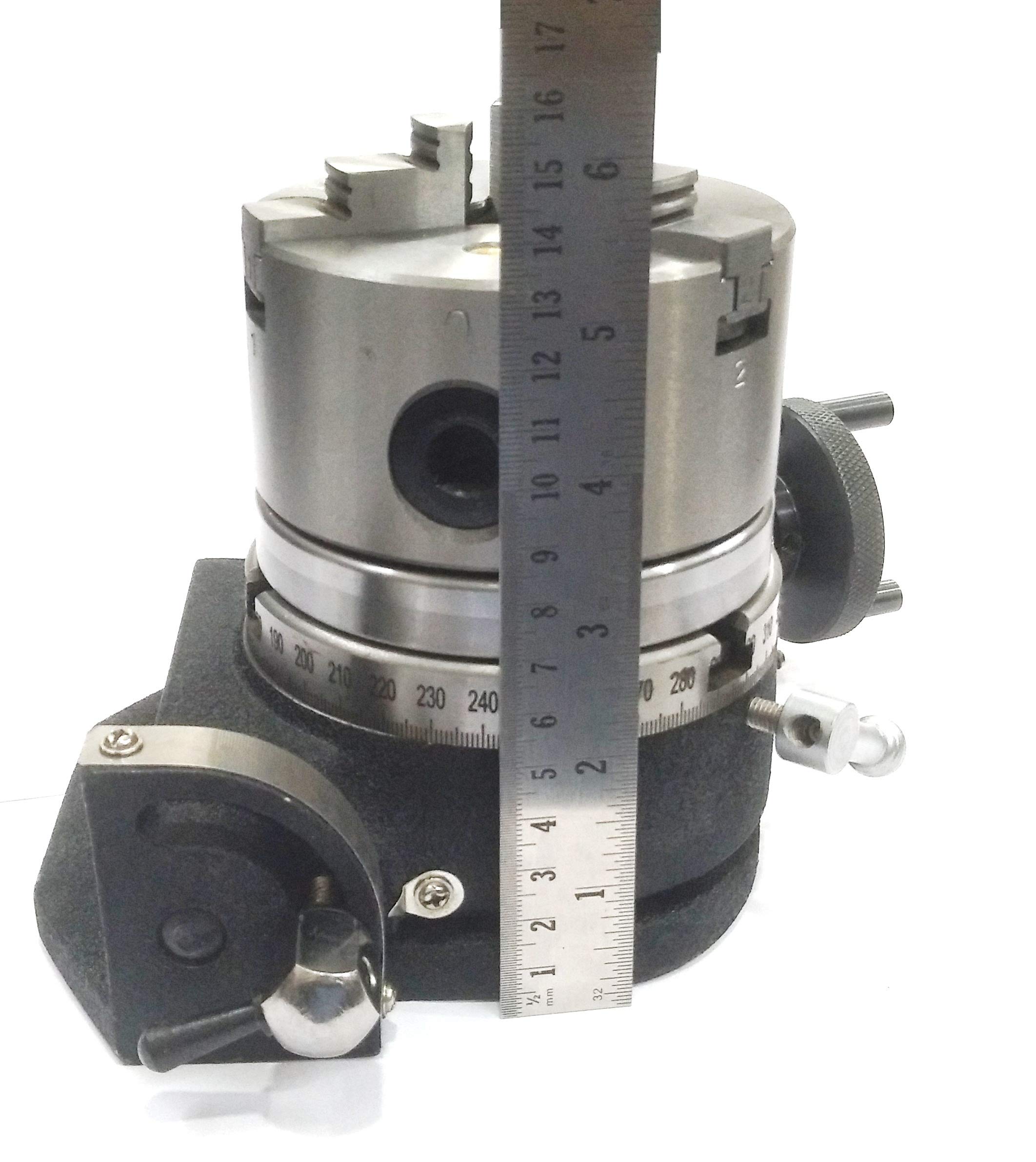 Tavola rotante inclinabile da 100 mm con fresatura a foraggio MT2, strumenti di ingegneria (con mandrino, piastra di divisione, kit morsetto e contropunta)
