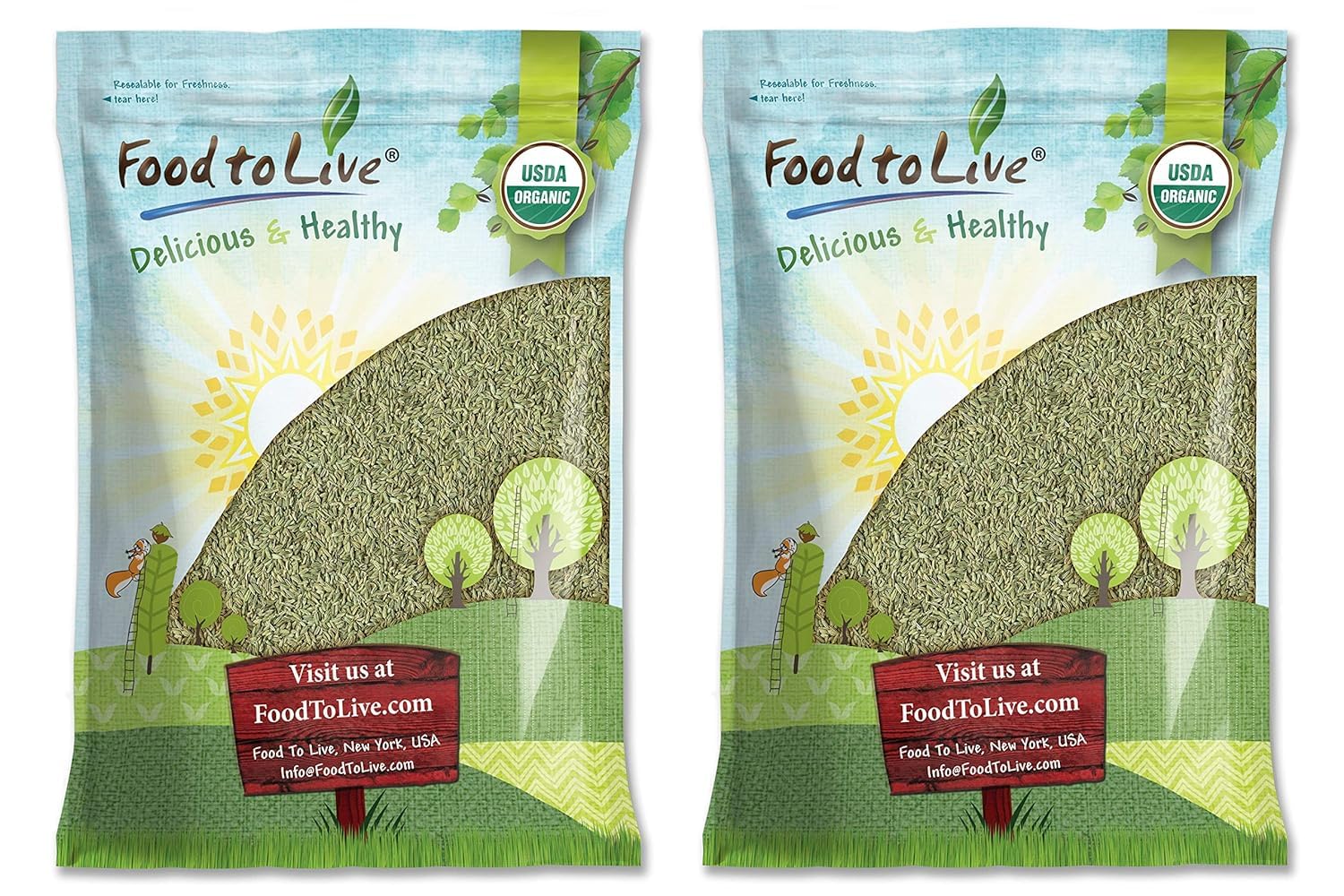 Food to Live Organic Fennel Seeds Bulk 14 lbs - Whole Raw Non-GMO Vegan Kosher Spice, High Fiber for Tea & Indian Dishes