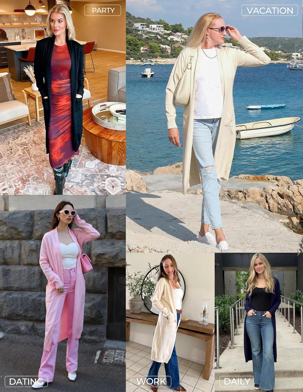 GRACE KARIN Essential Solid Open Front Maxi Long Knitted Cardigan Sweater for Women - Image 8