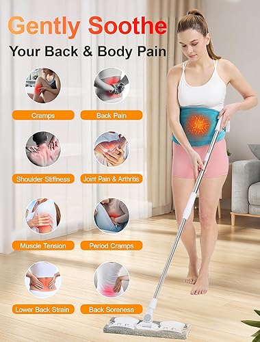 Miniatura 3 de CAMECO Almohadilla térmica inalámbrica 2 en 1 con masaje para aliviar el dolor, batería de 5000 mAh y masajeador de espalda baja de 104 a 140