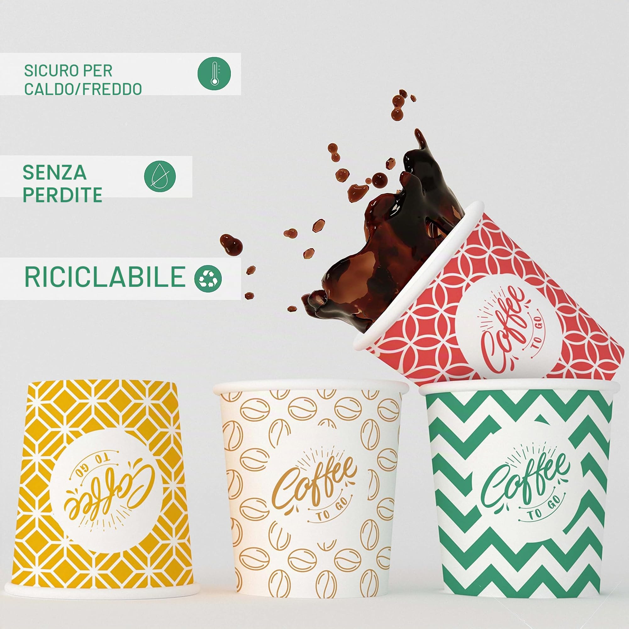 SARA 1000 Pz Bicchierini di Carta per Espresso Caffè con Palettine in Legno,4 OZ / 110 ml Ecologici e Usa e Getta,Resistenti al Calore,Ideali per Caffè,Tè,ecc.