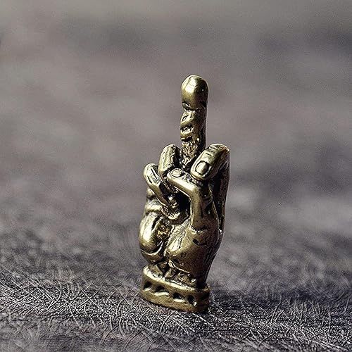 Miniatura 4 de Estatua erecta de mano de latón con dedo medio, estatua de bolsillo de mano de cobre, decoración de escritorio para el hogar
