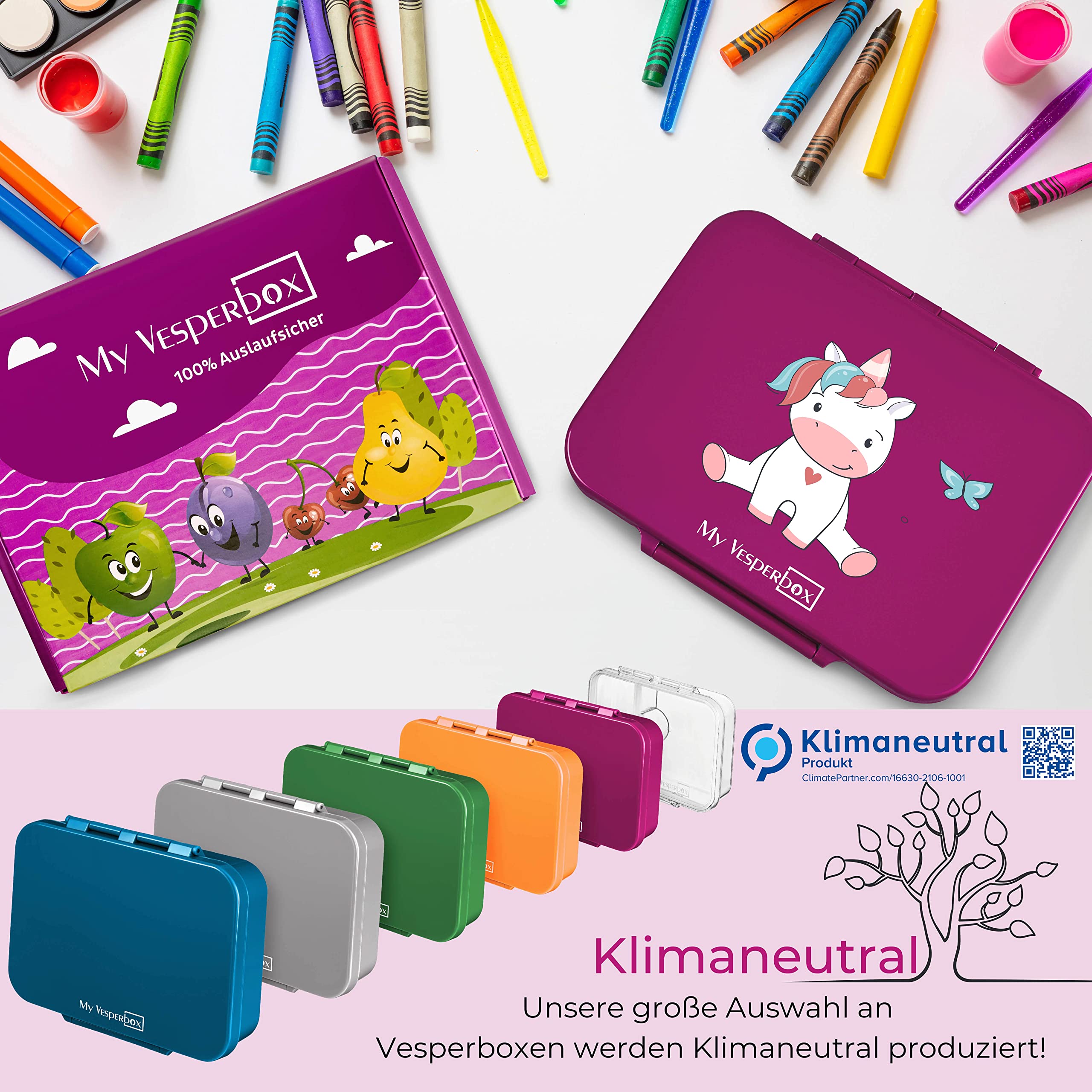 My Vesperbox Fiambrera para niños con compartimentos [BIA] – Fiambrera con compartimentos – Bento Box – Fiambrera – Fiambrera para la escuela y la guardería – Fiambrera para niños y niñas
