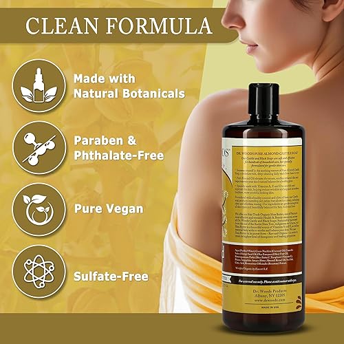 Miniatura 5 de Dr. Woods Jabón líquido de castilla de almendras – Jabón de Castilla con aceite de almendras puro, gel de baño para hombres y mujeres, manteca de