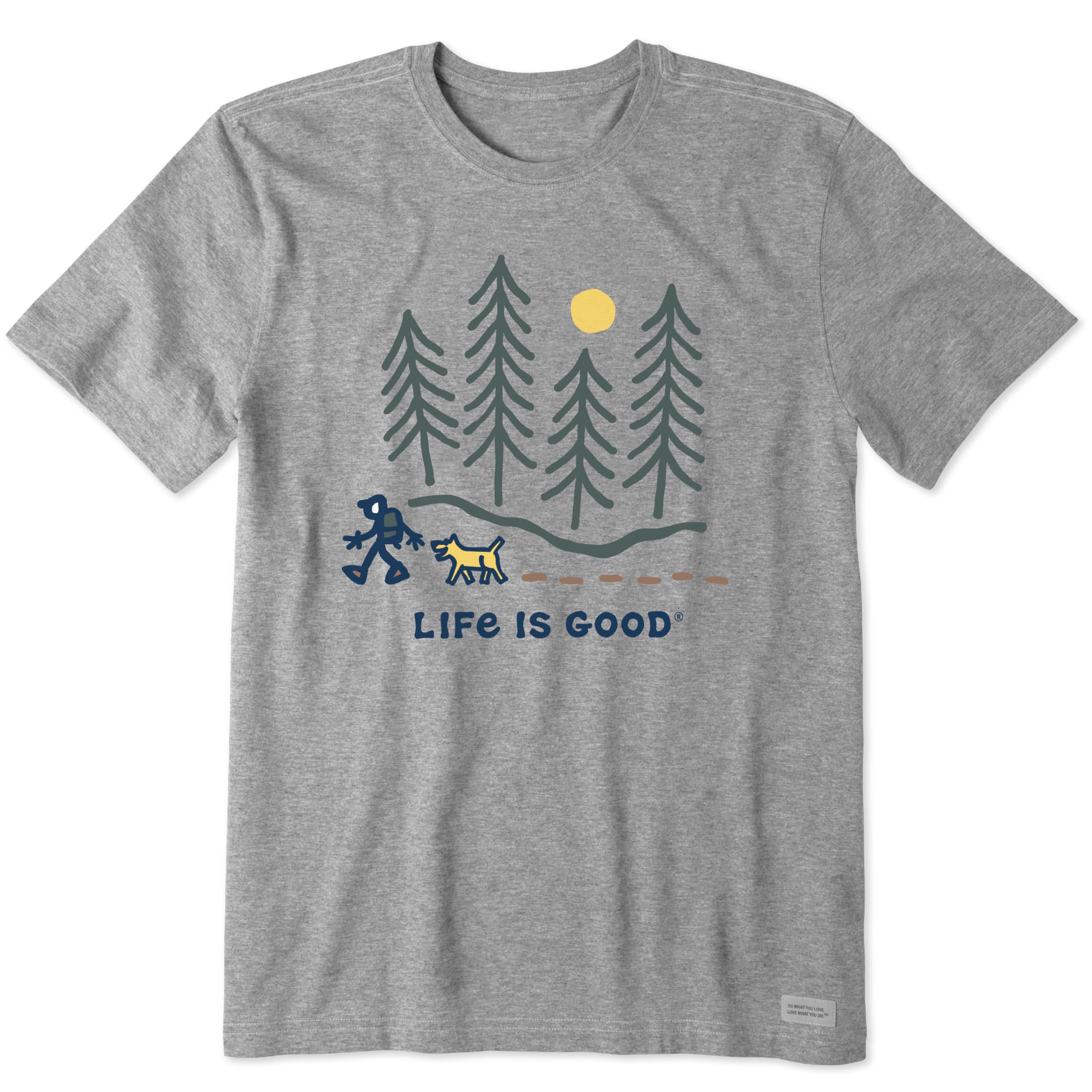 Life is Good Crusher - Camiseta de Manga Corta para Hombre, de algodón, con gráficos, Estilo bernés, Senderismo por el Bosque