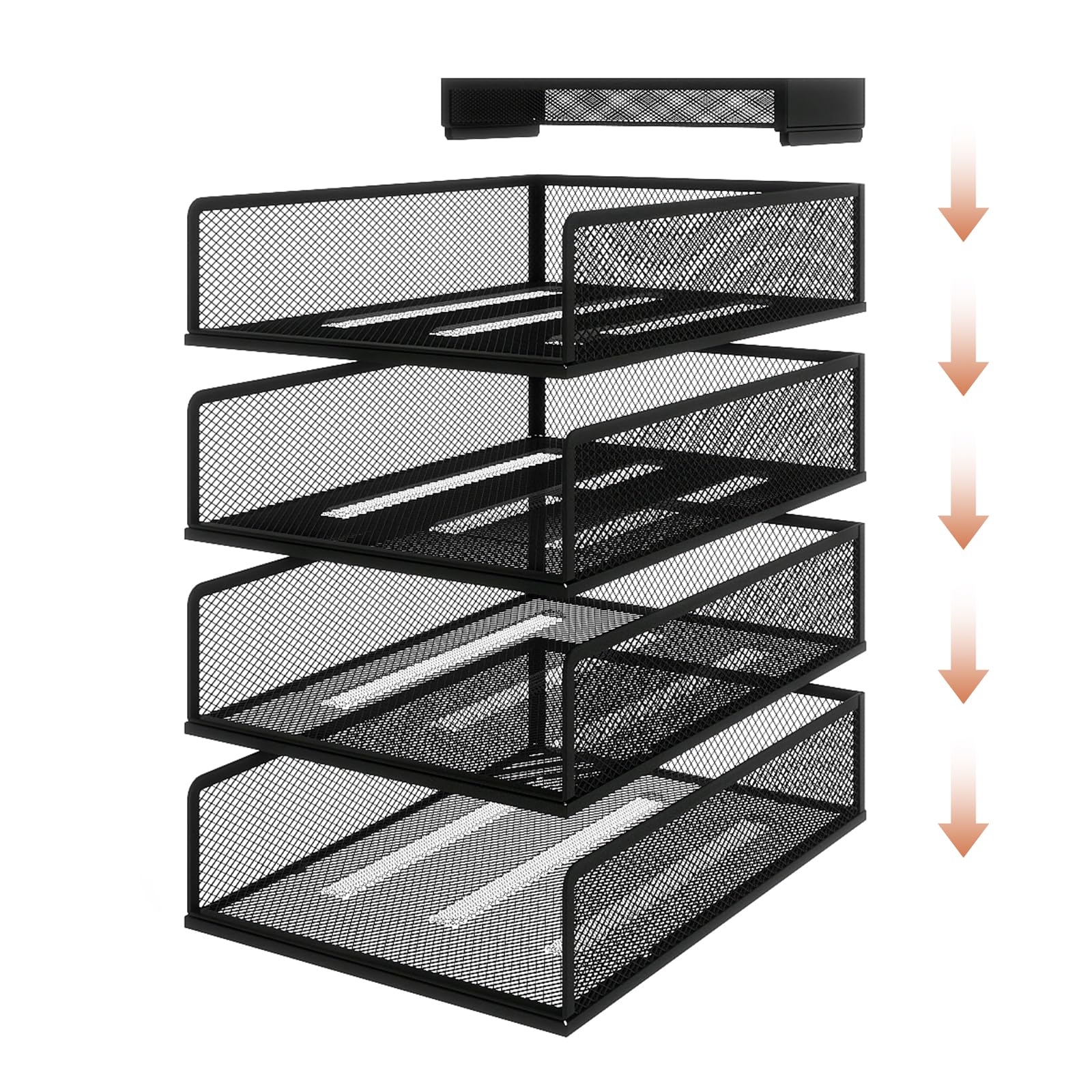 PUNCIA Porta Documenti da Scrivania in Metallo a 4 Livelli Organizer | Documenti Vassoio Porta Documenti Accessori Ufficio Vassoio per Lettere A4 Tavolo per Ufficio Domestico e Scola (Nero)