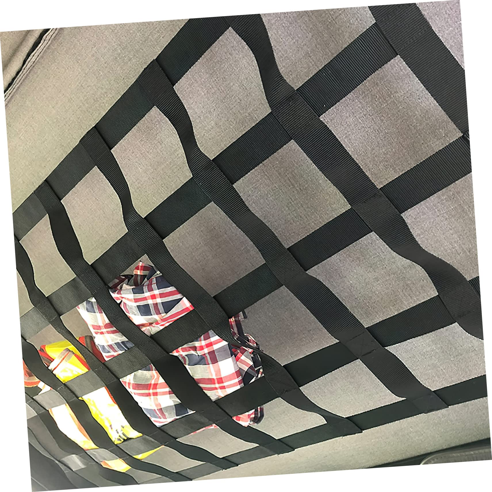 Rete Elastico per Bagagliaio Auto Nero, Rete di Stoccaggio per Tetto e Borsa, Tessuto Intrecciato, Installazione Istantanea per Uso su Portapacchi e Bauli