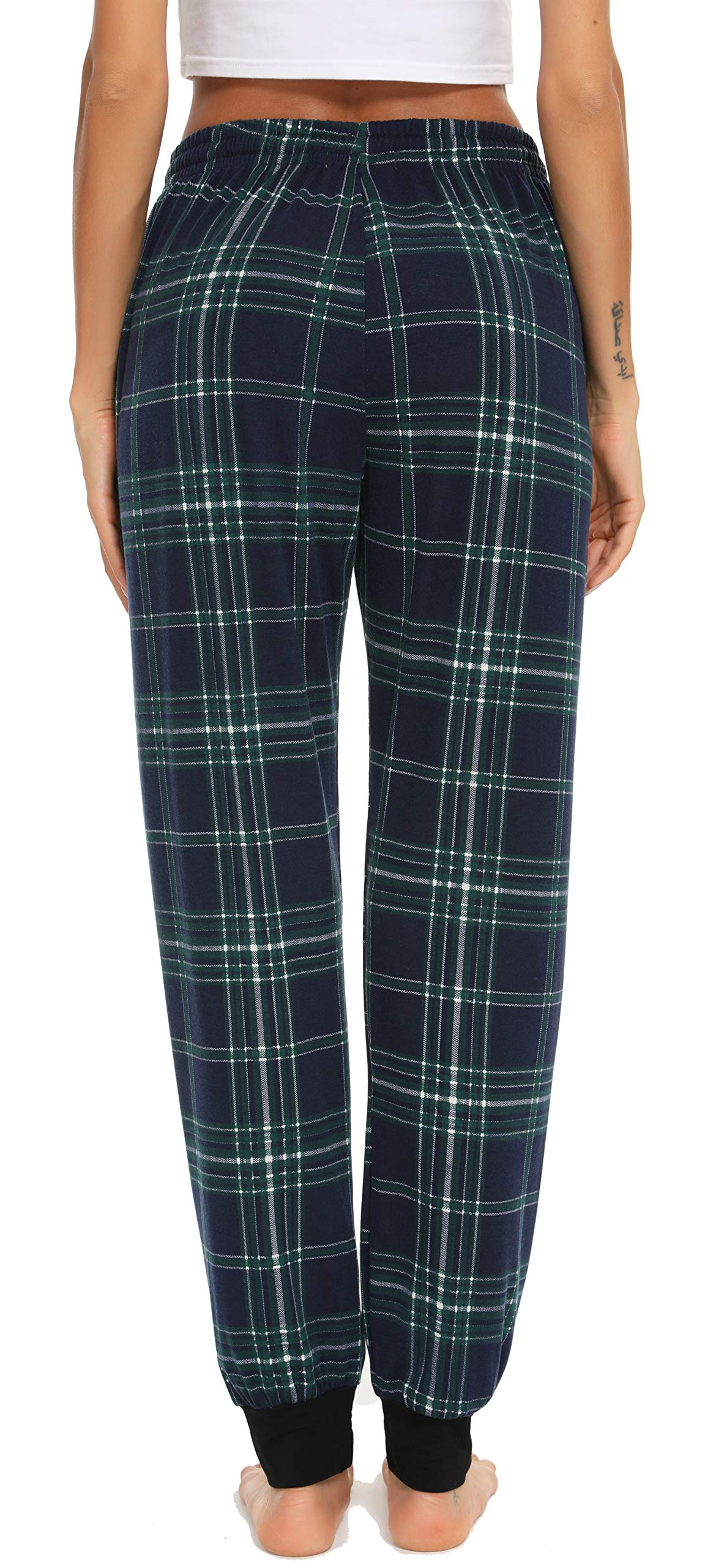 Vlazom Pantalon de Pyjama Femme Bas de Pyjama Femmes à Carreaux Pantalon de Nuit avec Poches