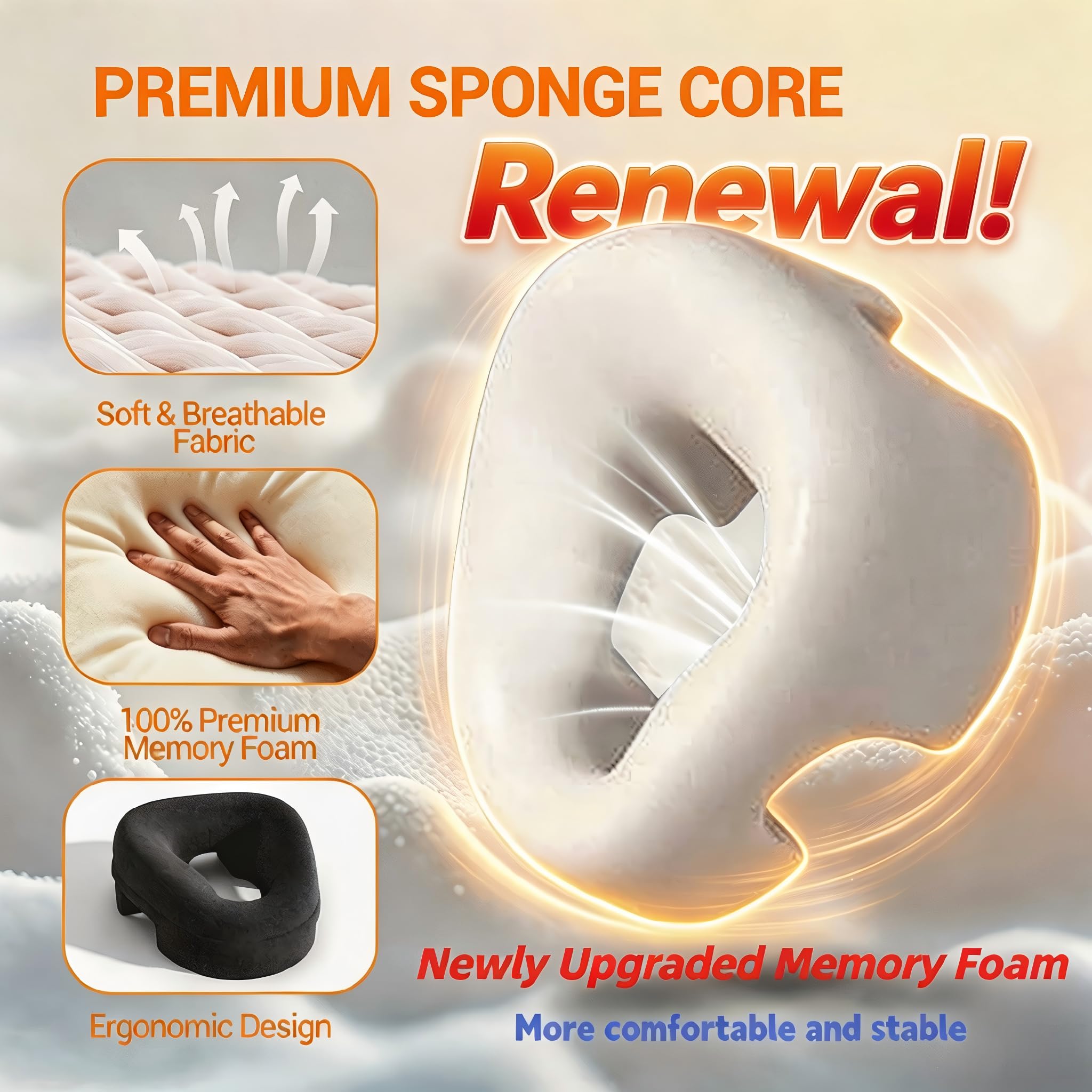 Ergonomic Memory Foam Face-Down Massage Pillow Headrest