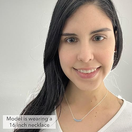 Miniatura 6 de Rebecca Anne Handmade Jewelry Birthstone Bar Necklace, Rose Gold September Sapphire Necklace, 16" with 2" Extender, Personalized Layering Necklace