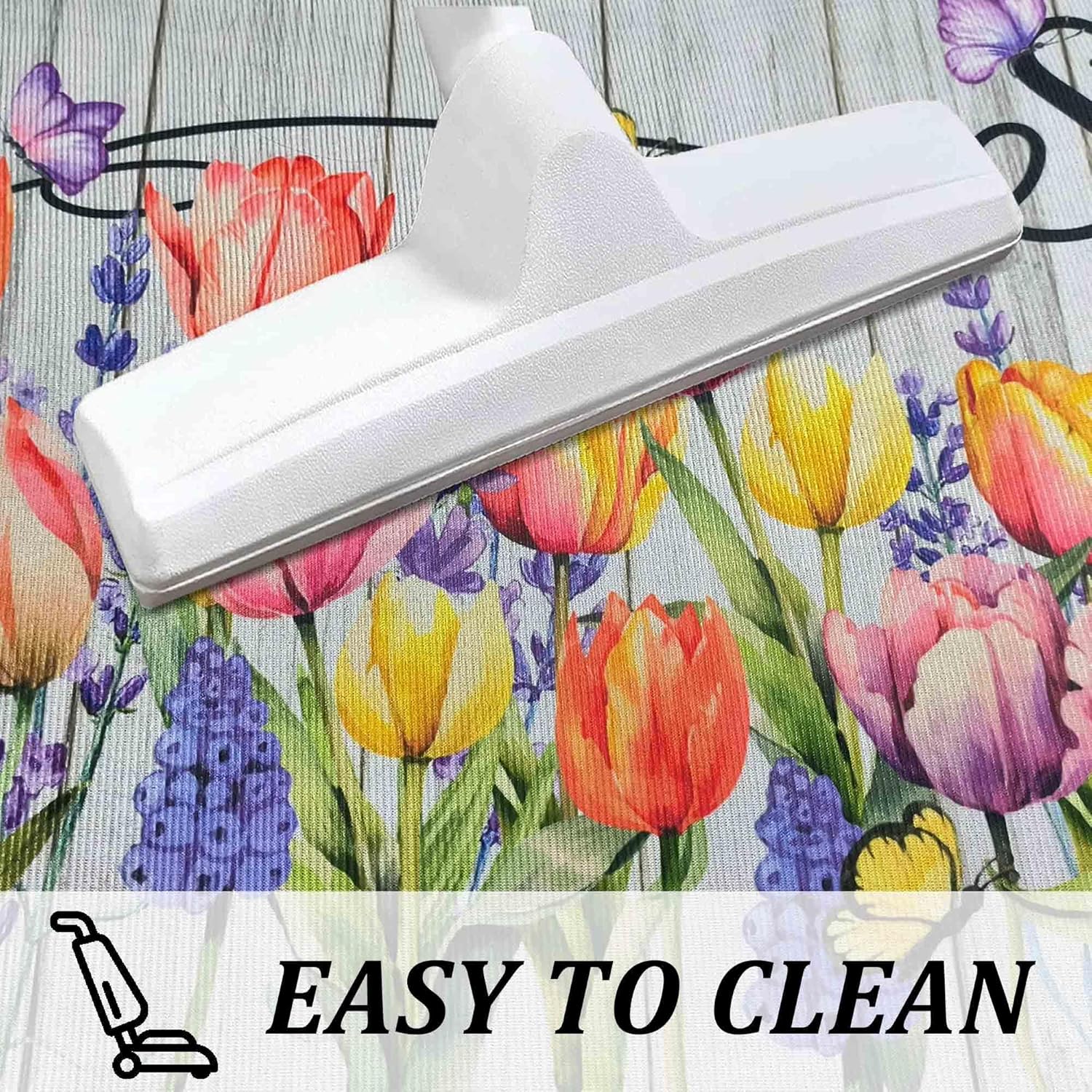 Spring Decorative Kitchen Rugs Set of 2, Seasonal Floral Home Decor Non-Slip Floor Mat, Holiday Kitchen Decorations 17"x47"+17"x30"