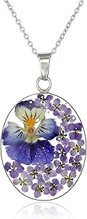 Sponsored Ad - Amazon Collection Sterling Silver/Gold Over Sterling Silver Pressed Flower Pendant Necklace