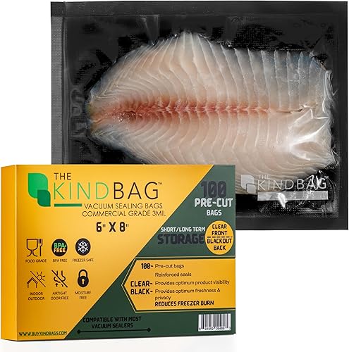 The Kind Bag Bolsas de sellado al vacío para alimentos grado alimenticio, sin BPA y aptas para congelador herméticas, sin olor y sin humedad grado