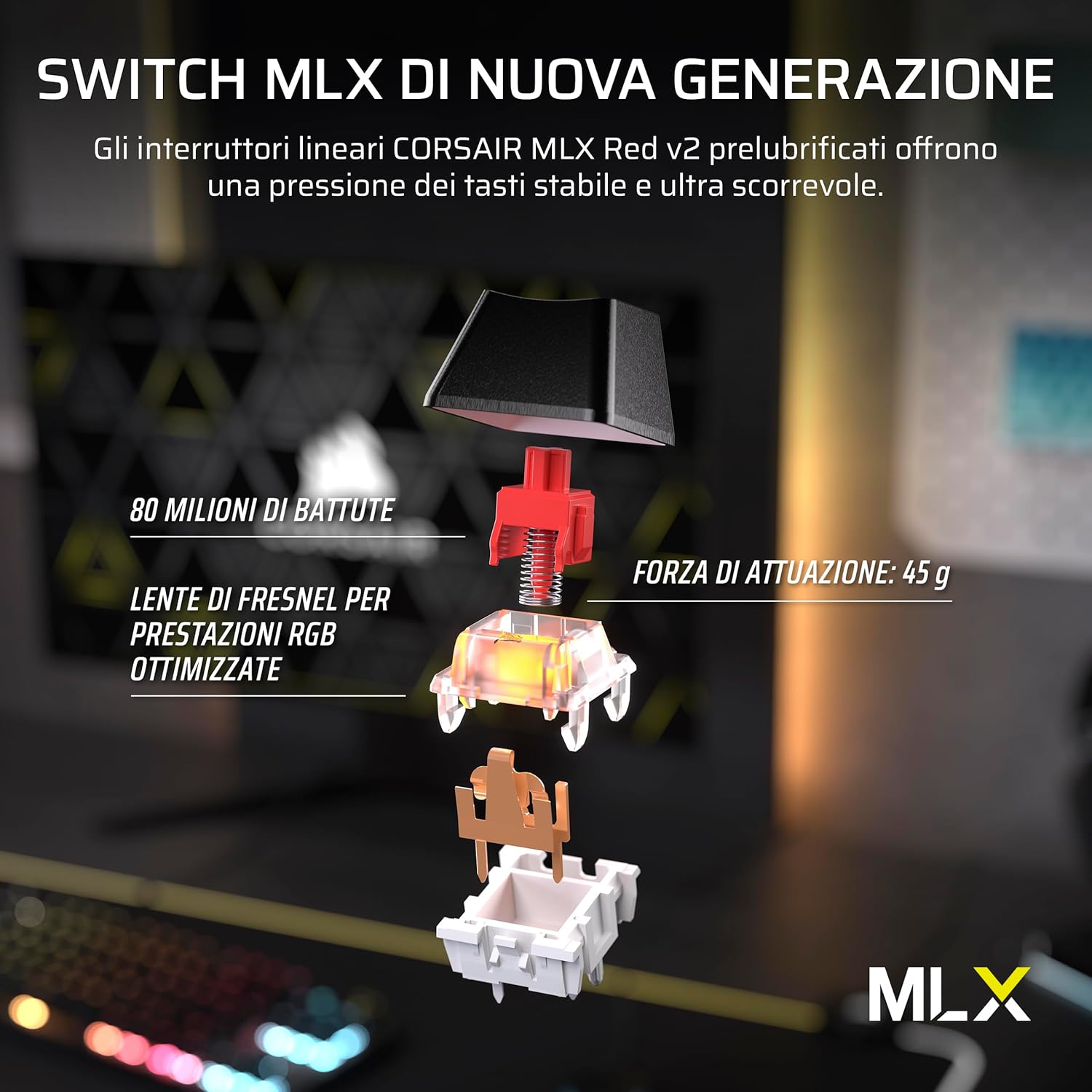 CORSAIR K70 CORE TKL RGB Tastiera da Gioco Meccanica Tenkeyless ÔÇô Interruttori Lineari CORSAIR MLX Red v2 Pre-Lubrificati ÔÇô SOCD ÔÇô Smorzamento del Suono ÔÇô Coprichiavi in ABS ÔÇô QWERTY IT ÔÇô Nero - Tastiera gaming - Immagine 4