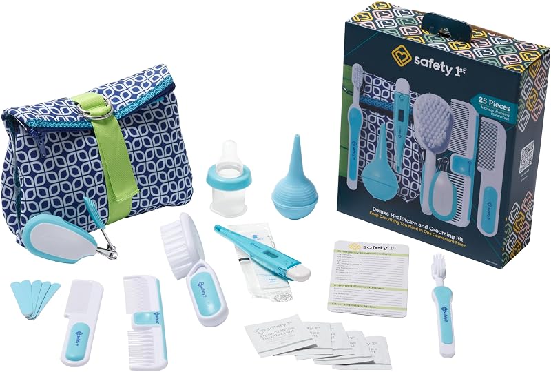 Safety 1st Kit de cuidado y aseo para bebés Deluxe, azul ártico, artículos esenciales para bebés recién nacidos, talla única, 25 piezas