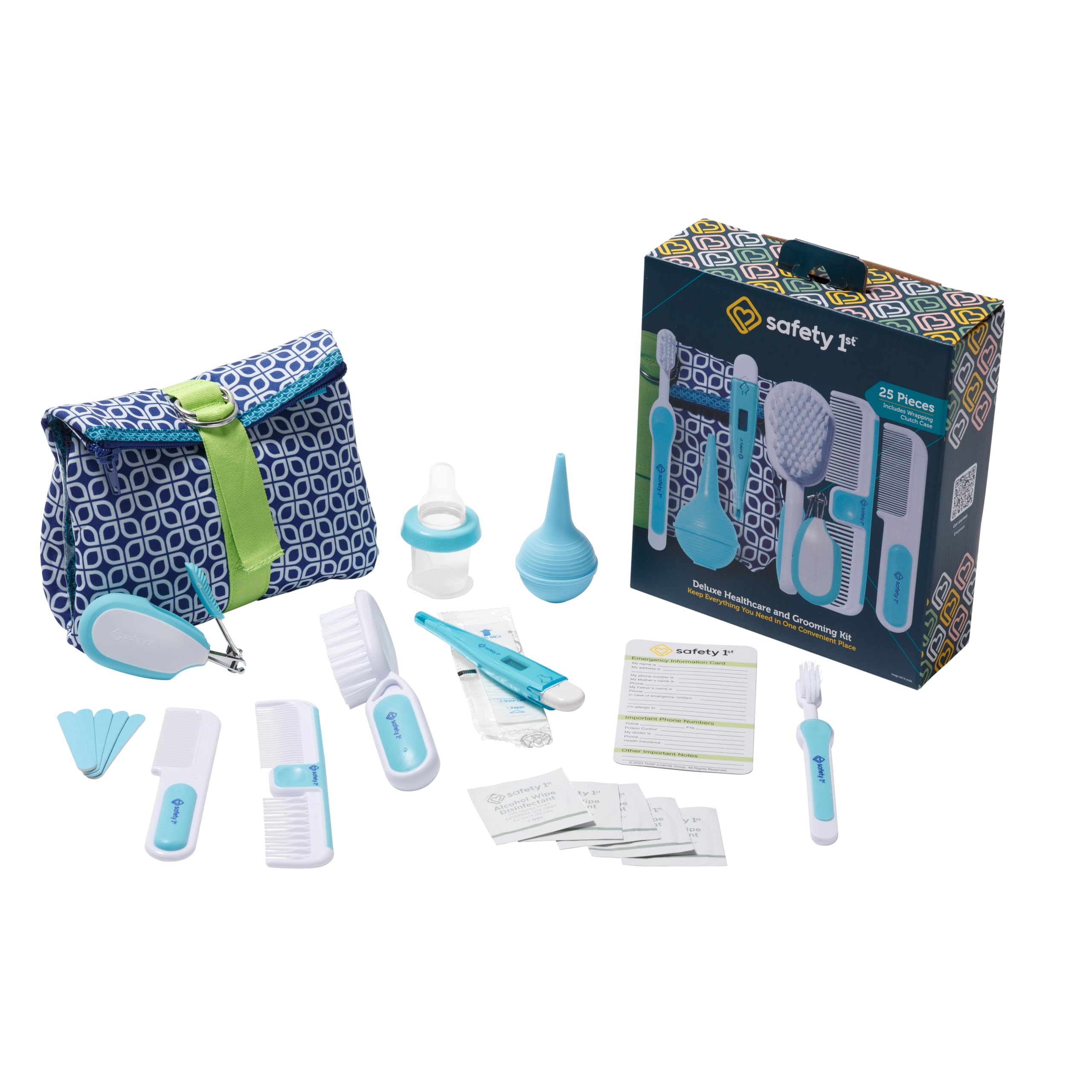 Safety 1stDeluxe Baby Healthcare and Grooming Kit, Arctic Blue, Newborn Baby Essentials, One Size, 25 Pieces