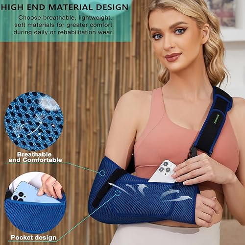Miniatura 8 de Eslinga de hombro para el brazo, correa médica transpirable con almohadilla para el hombro, soporte para mujeres y hombres, lesiones del manguito