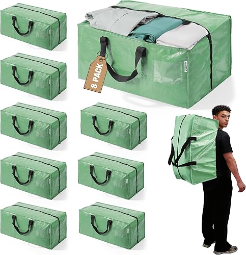 Miniatura 11 de WORKPRO Paquete de 6 bolsas de mudanza extra grandes con cremalleras y asas de transporte, correas de mochila, bolsa de almacenamiento resistente
