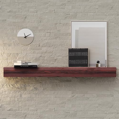 Mantel para chimenea de 48 pulgadas, estante flotante con acabado rústico, estante de pared de madera con soporte invisible resistente para