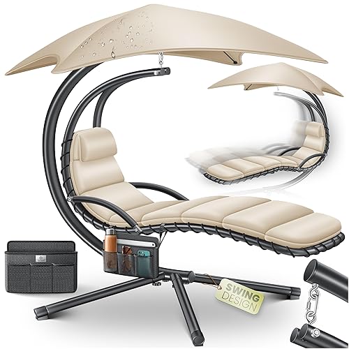 KESSER® Schwebeliege mit Sonnenschirm, Hängeliege, Sonnenliege H200, L194, B100 cm,