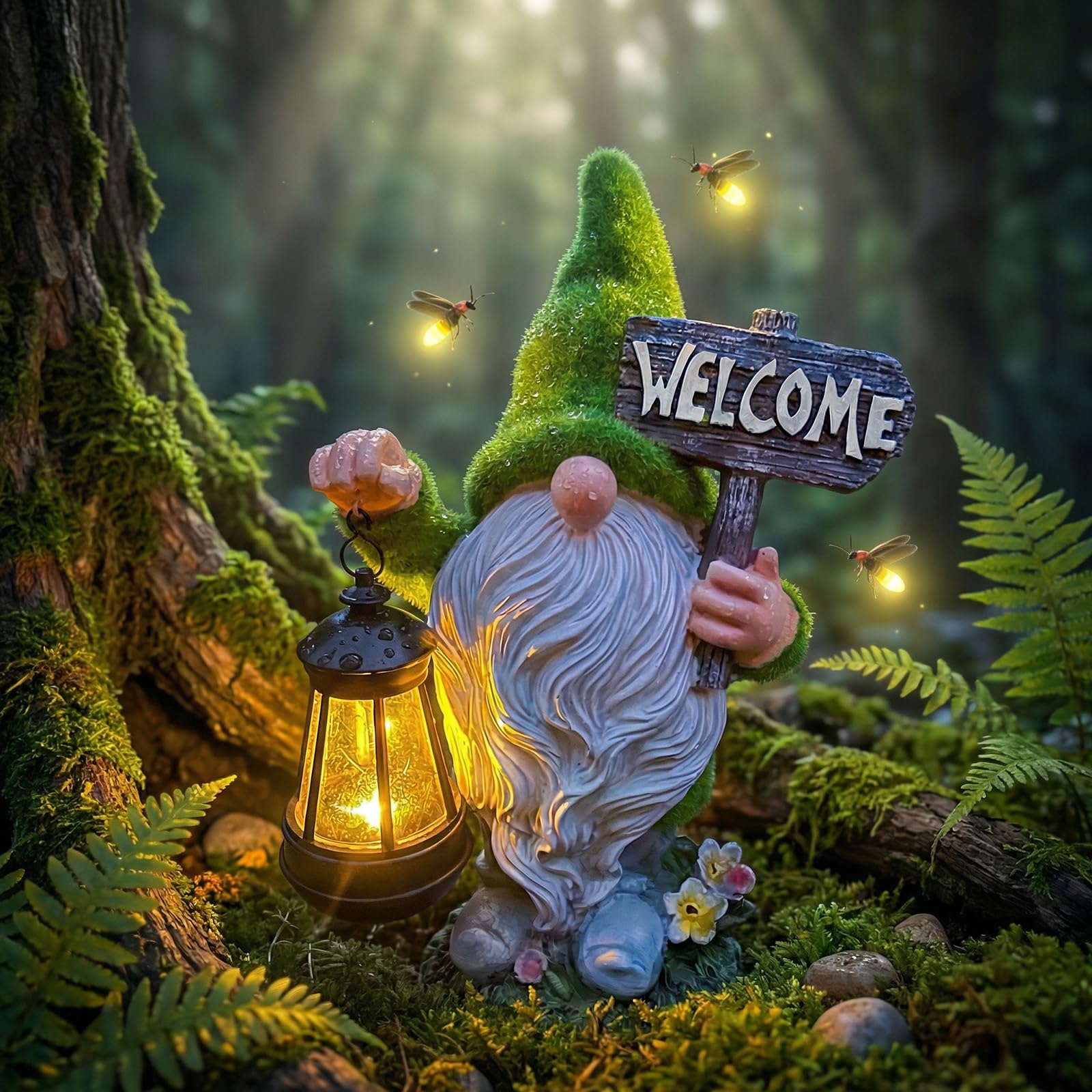 MDIOUM St Patrick's Day Gnome Decorations Outdoor, Solar Leprechaun Decor, Resin Figurine with Solar Light for Garden Patio, Yard Ornament- Mum's Day/Birthday/Chrismtas Gift Luck and Fortune