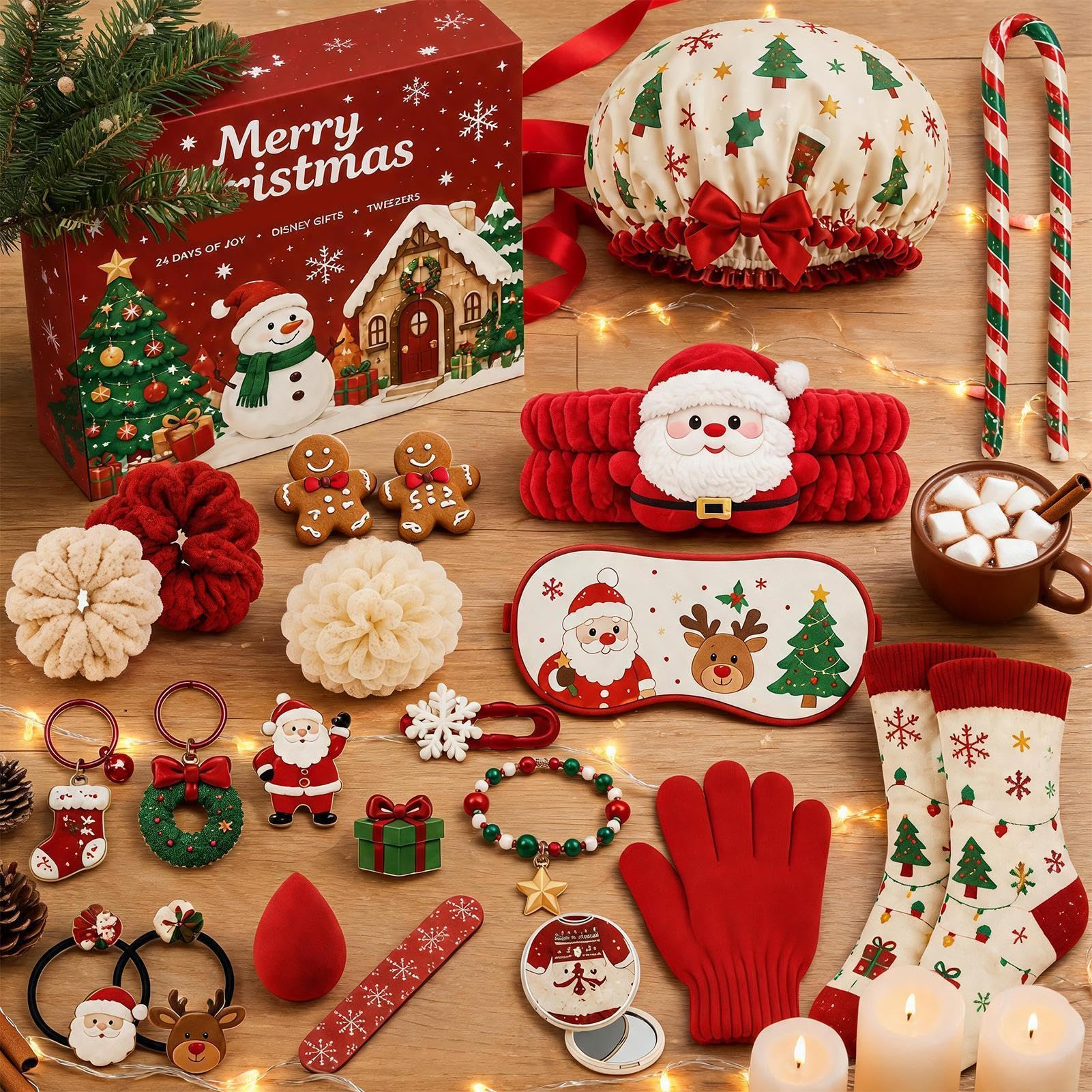 Countdown To Christmas Calendar Santa Bransoletki Akcesoria do włosów
