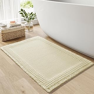 RESARE Waffle Bath Mat for Bathroom, Super Absorbent Bathroom Rugs Non S...