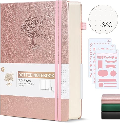 Miniatura 138 de Cuaderno de puntos, 360 páginas numeradas, cuadrícula de puntos, de 8.5 x 11 pulgadas, papel de punto de 3.53 oz/m², tapa dura gruesa, de cuero