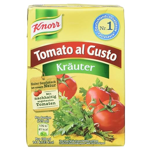 Tomatensauce Tomato Al Gusto Mit Kräutern Knorr Tomato al Gusto Tomatensauce mit Kräutern, Soße aus 100%