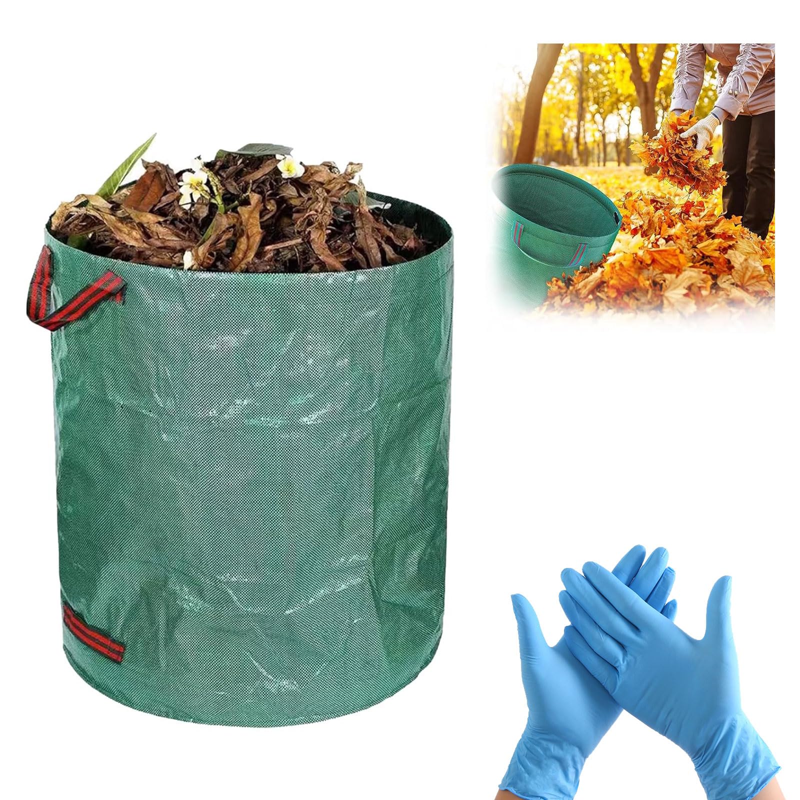 Borse Da Giardino Professionali Capienti - Sacchi Per Rifiuti Verdi 60L Pieghevoli E Resistenti