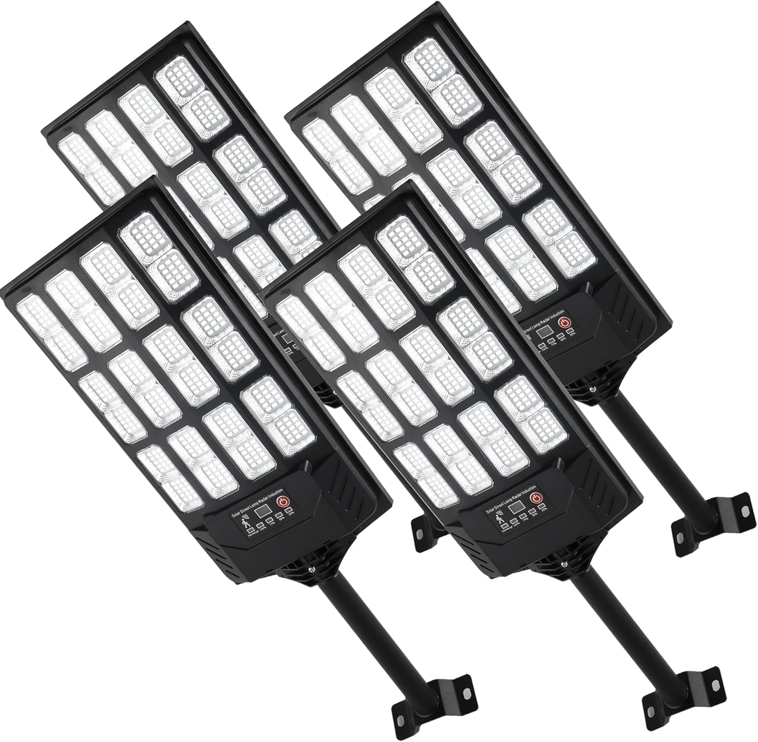 Solar Street Lights Outdoor Waterproof,38000LM,Wide Angle Solar Flood Light, LED Parking Light with Motion Sensor and Remote Control, Suitable for Street, Parking lot (4 Pack)