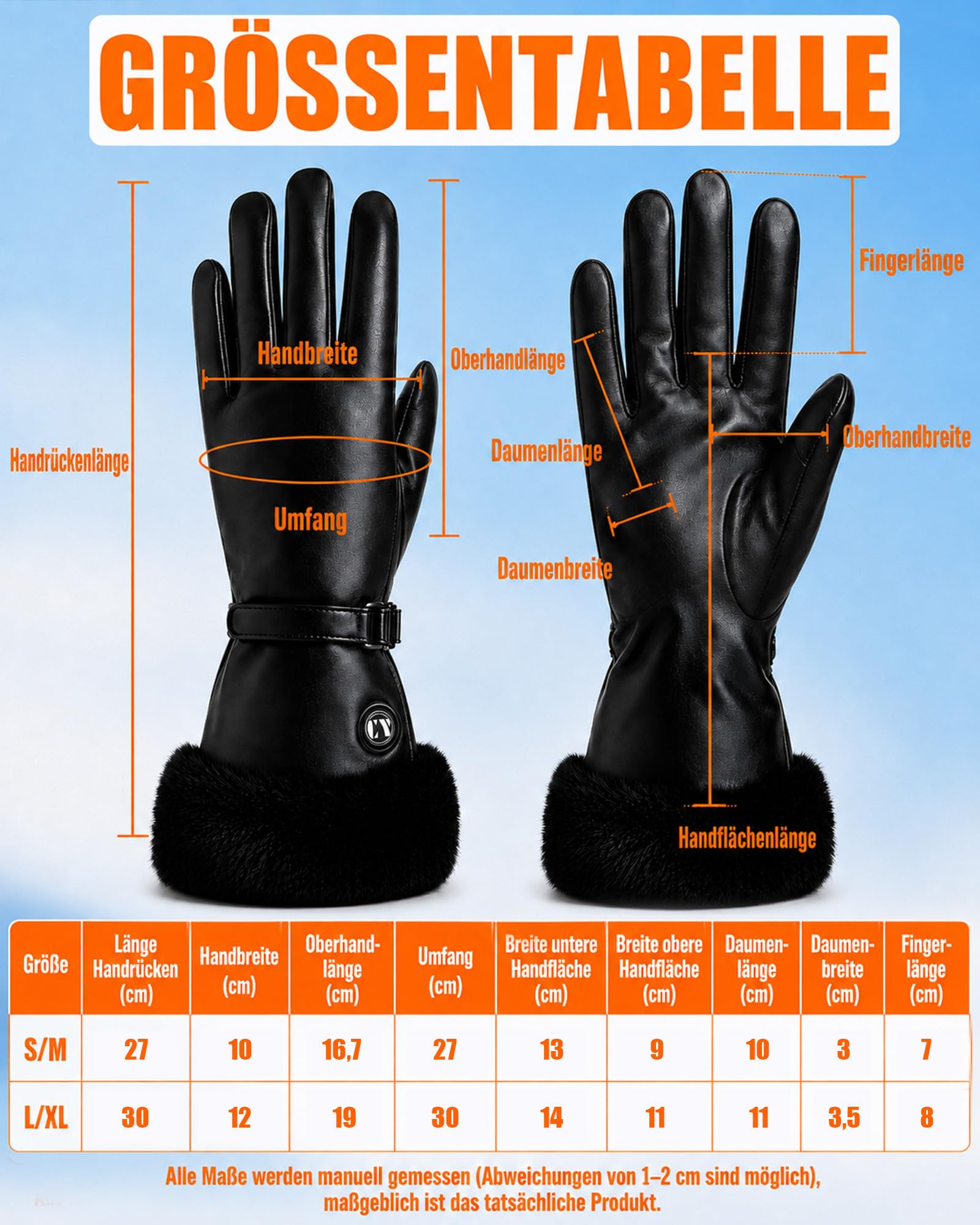 CYCYHEAT Beheizbare Handschuhe Damen Dünn Wasserdicht 5000mAh Akku