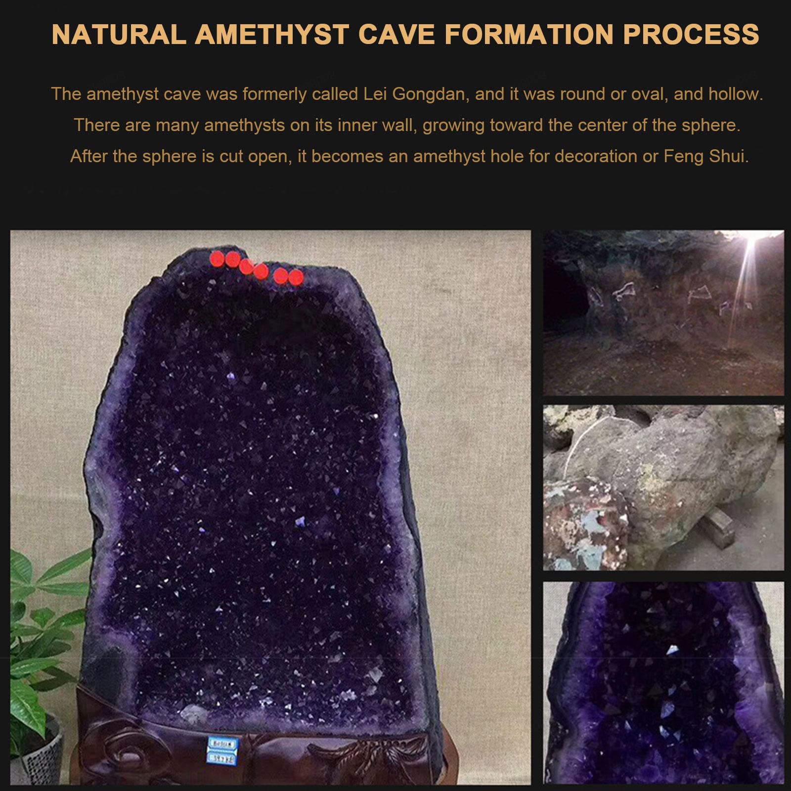 Geoda de Racimo de Cristal de Amatista en Bruto - Piedra de Amatista Natural de Alta Energía - Espécimen de Amatista de Racimo de Cuarzo de Cristal de Roca Curativo para Regalo,17.5 lbs