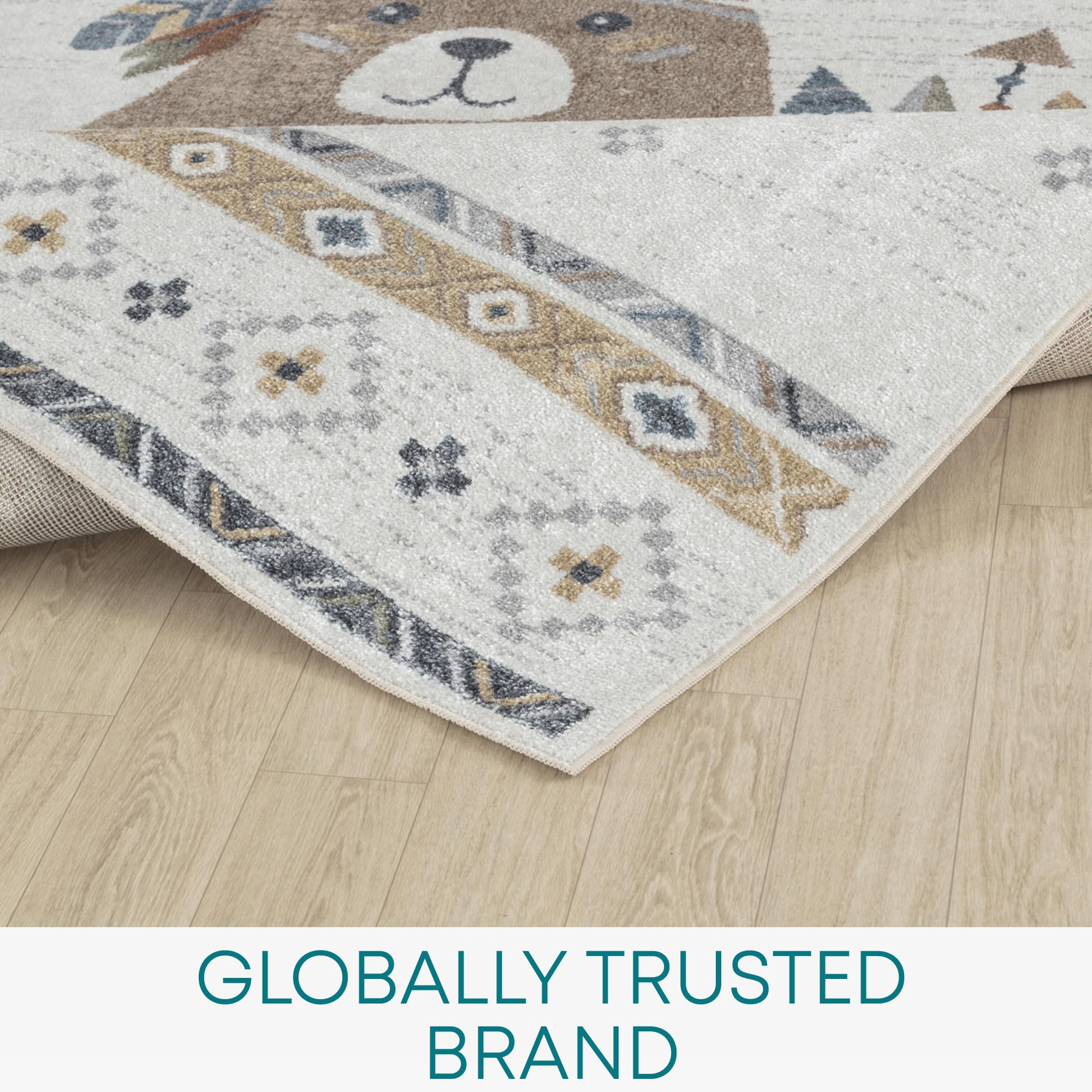 Livabliss Oursigene Bear Washable Kids Carpet 80x150 cm, Soft Machine Washable Animal Design for Bedroom Nursery & Playroom - Image 4