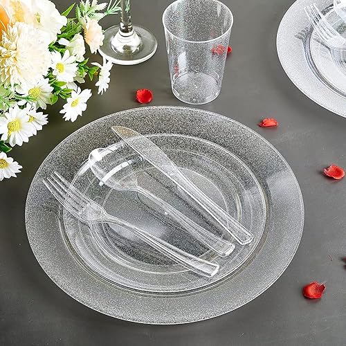 Miniatura 5 de 25 vasos de plástico con purpurina dorada, vasos desechables transparentes de 10 onzas, vasos desechables duros, vasos de cóctel desechables, vasos