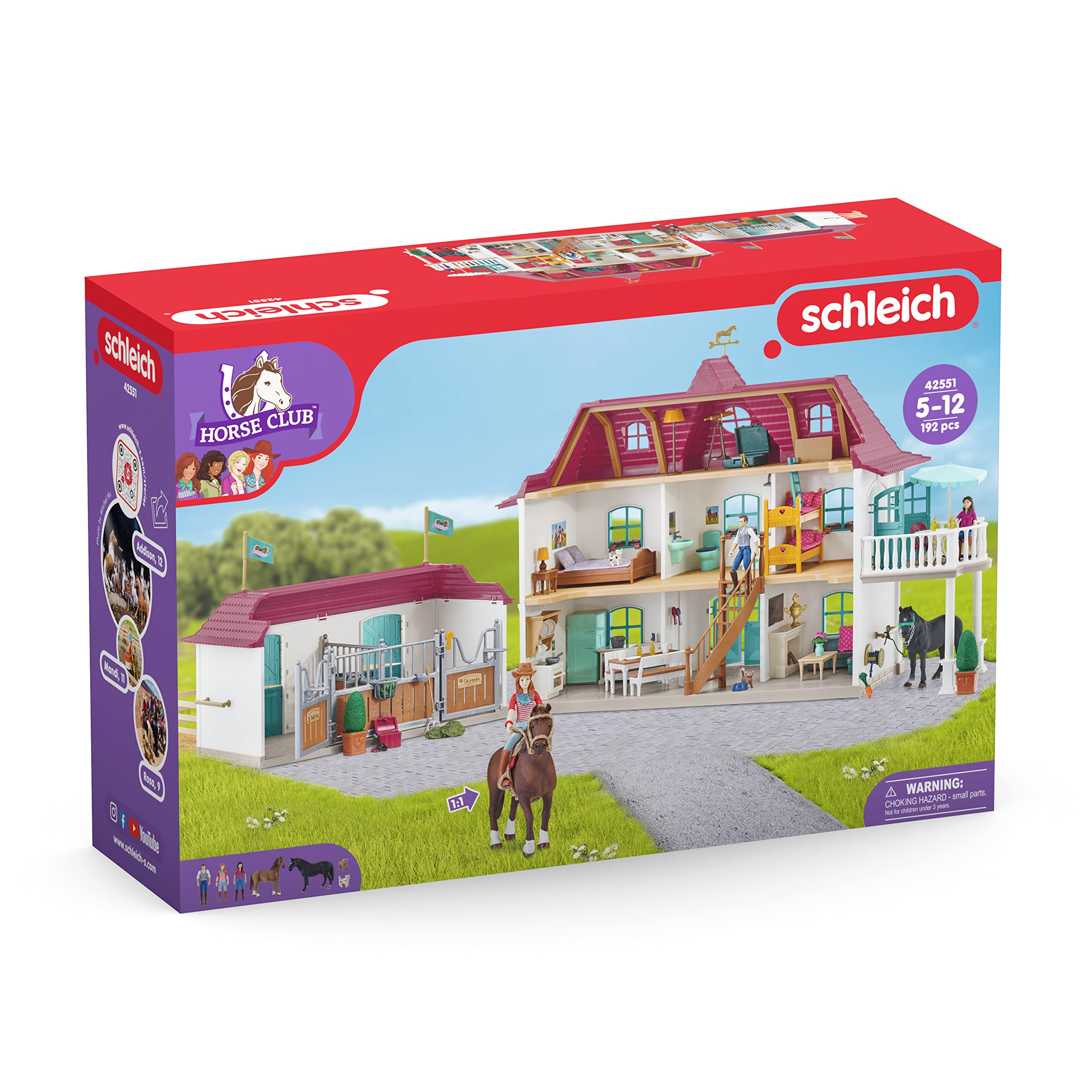 Schleich 42551 Horse Club Lakeside Pferdehof & 42535 Abenteuer mit Auto und Pferdeanhänger, für Kinder ab 5-12 Jahren, Horse Club - Spielset