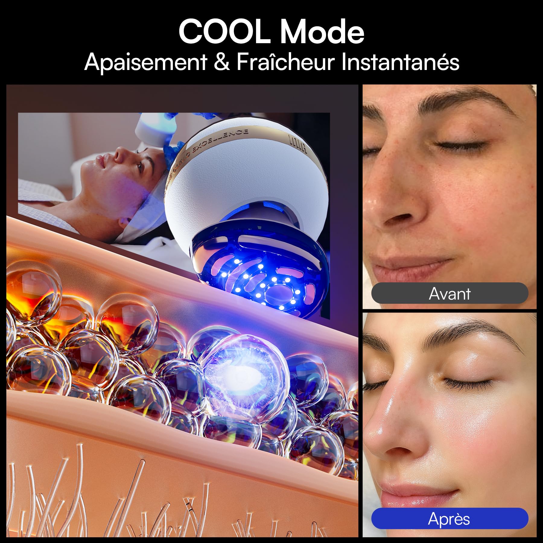 INIA SPHERA Appareil Facial Microcourant 8-en-1 Amélioré pour Visage et Cou – Lumière Rouge, Chauffant & Refroidissant, 5 Modes Personnalisés, Soin de la Peau et Éclat à Domicile