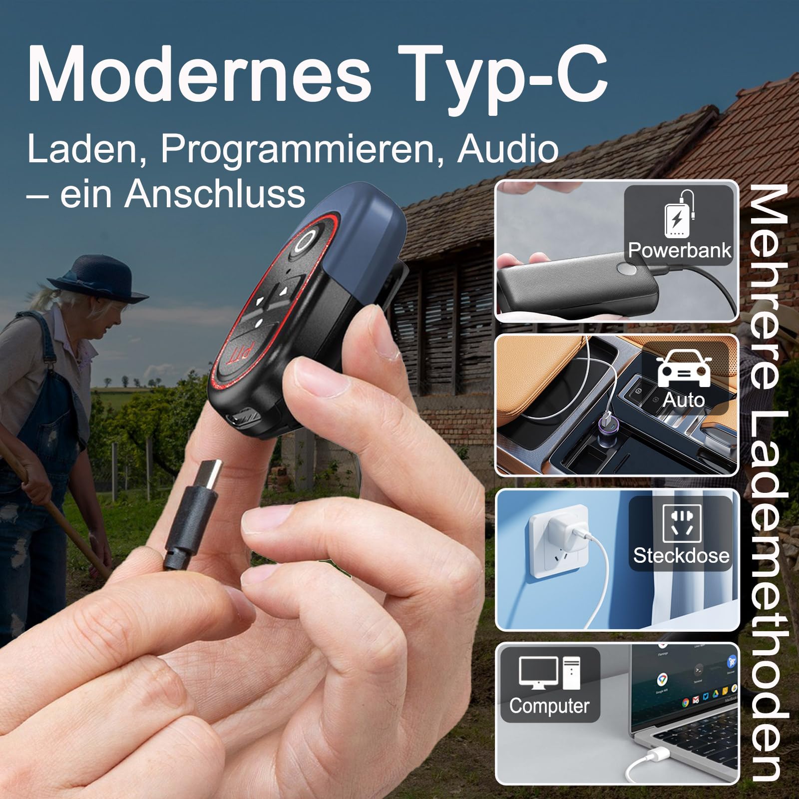 T-M10P 2er Set Super Mini Funkgerät mit Headset KI-Sprachsteuerung | Hände frei, Aufladbar, 16 Kanäle, 48h Betrieb, 3 Kilometer Walkie Talkie Set – Ideal für Restaurant, Hotel, Reisen, Outdoor