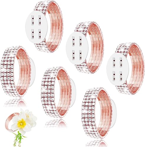 Miniatura 8 de 6 paquetes de pulseras de ramillete de muñeca con diamantes de imitación elásticos para ramillete de muñeca, accesorios para decoración de boda,