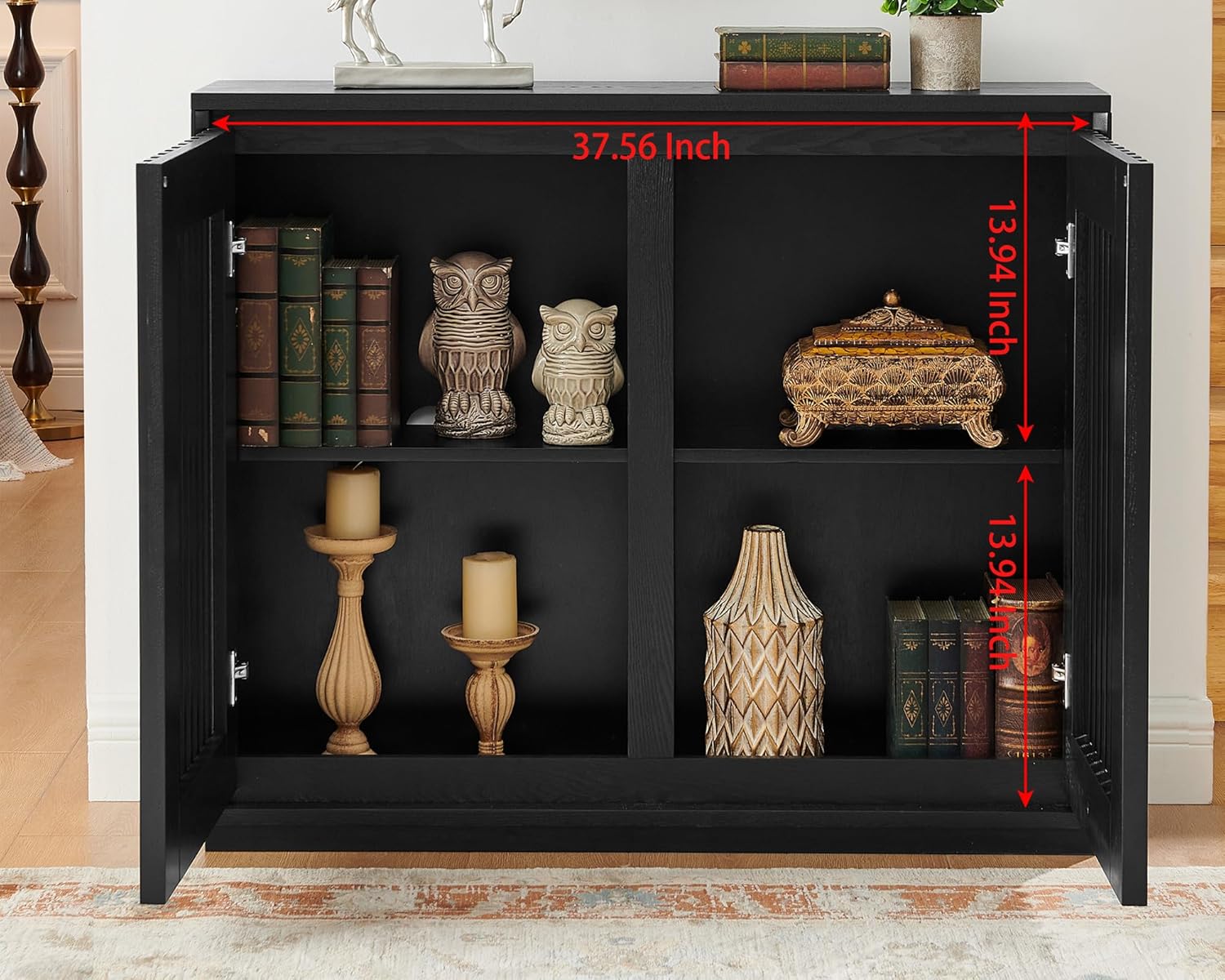 Interior view of the LKTART Sideboard Buffet Storage Cabinet with adjustable shelves
