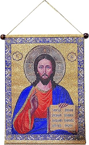 Needzo Tapiz Icono de Jesucristo El Maestro Icono Tapiz Tapiz Colgante de Pared Icono 14 Pulgadas, Imágenes de Icono Cristiano Ortodoxo Católico