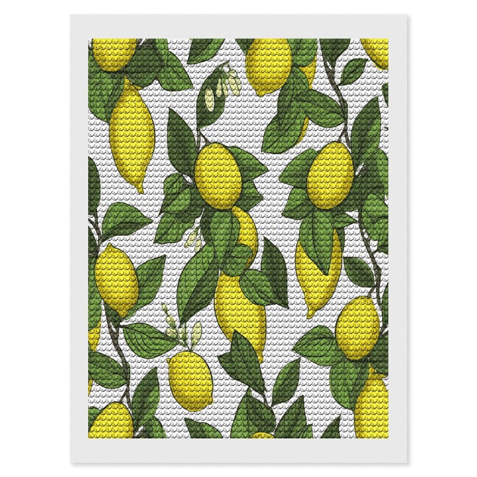 JTREHY Yellow Fresh Lemons Diamond Art Kits Personalized DIY Round Diamond Painting Kits for Beginner Full Drill Diamonds Dots Paintings for Adults Gem Art Crafts Home Decor