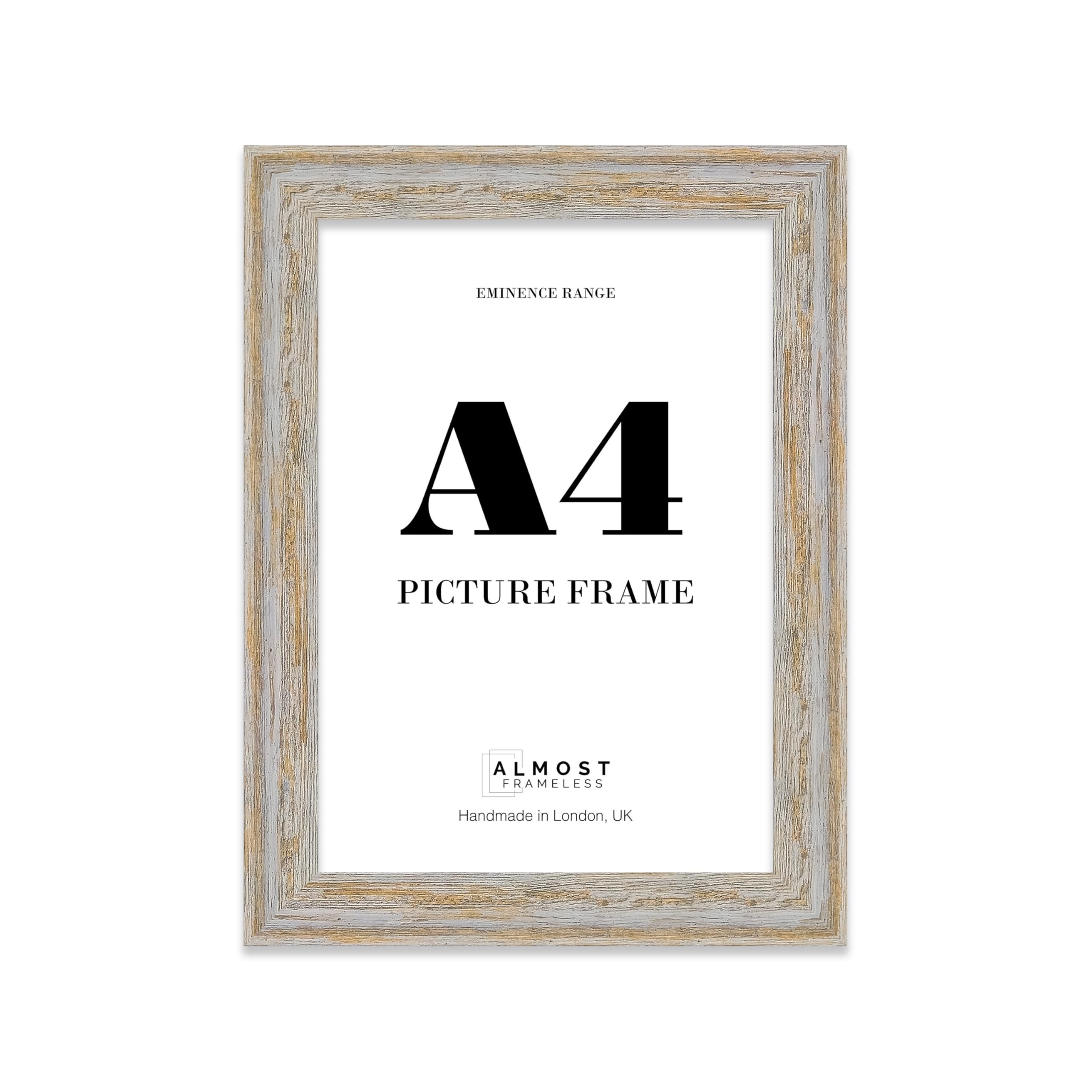 A4 Walnut Woodgrain Picture Frame - Rustic Wood Industrial Effect Photo Frame for Wall Display, Ideal for Posters, Prints & Home Décor, Wall Hooks and Kickstand, 32mm Edge - 1 Pack