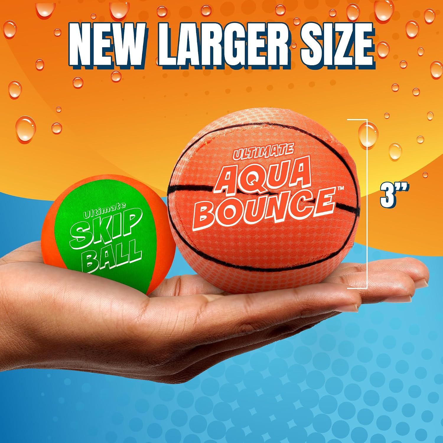 Activ Life Ultimate 2 Pack Larger 3” Water Skip Balls - Bouncing Balls for Swimming Pool & Beach Fun - Designs Include Baseball, Basketball, Volleyball, and Tennis for Kids, Friends, and Family image 4