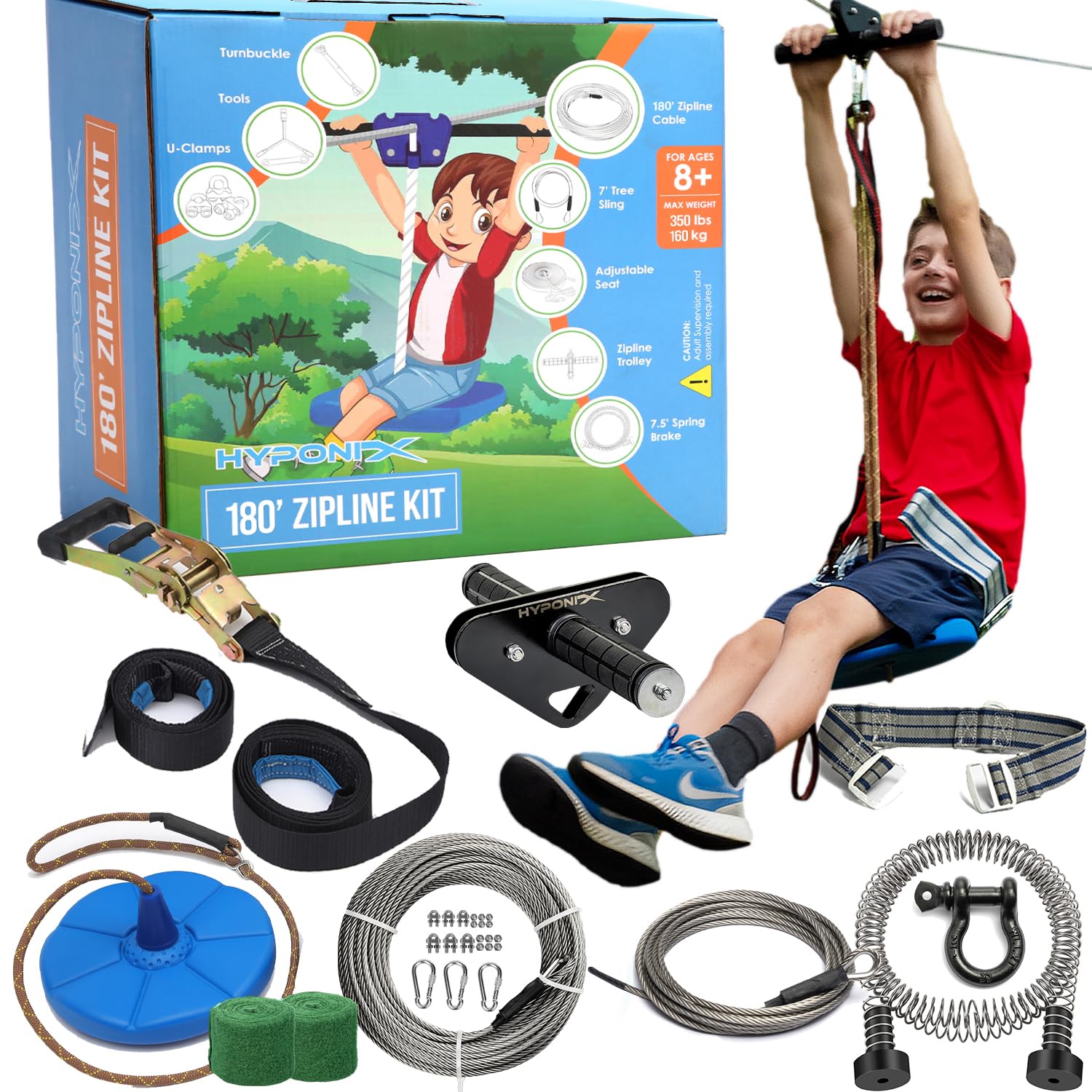 ぴっぷページ Amazon.com: Hyponix Zip Line Kit for Backyard Kids and Adults 180