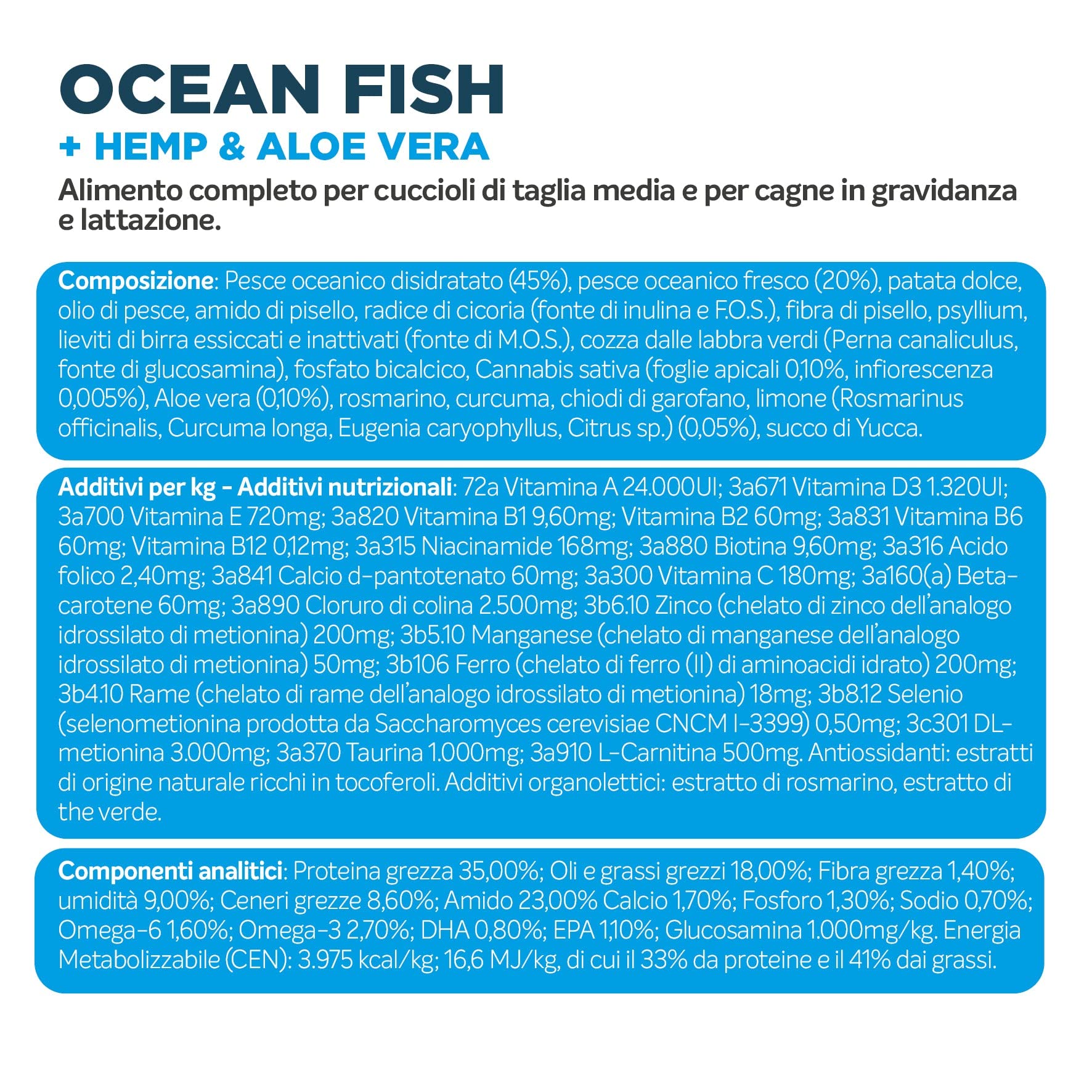 Alleva - Alleva Holistic Cachorros Razas Medianas Pescado Oceánico + Aloe Vera & Cannabis - P-AH-00711-12 Kg
