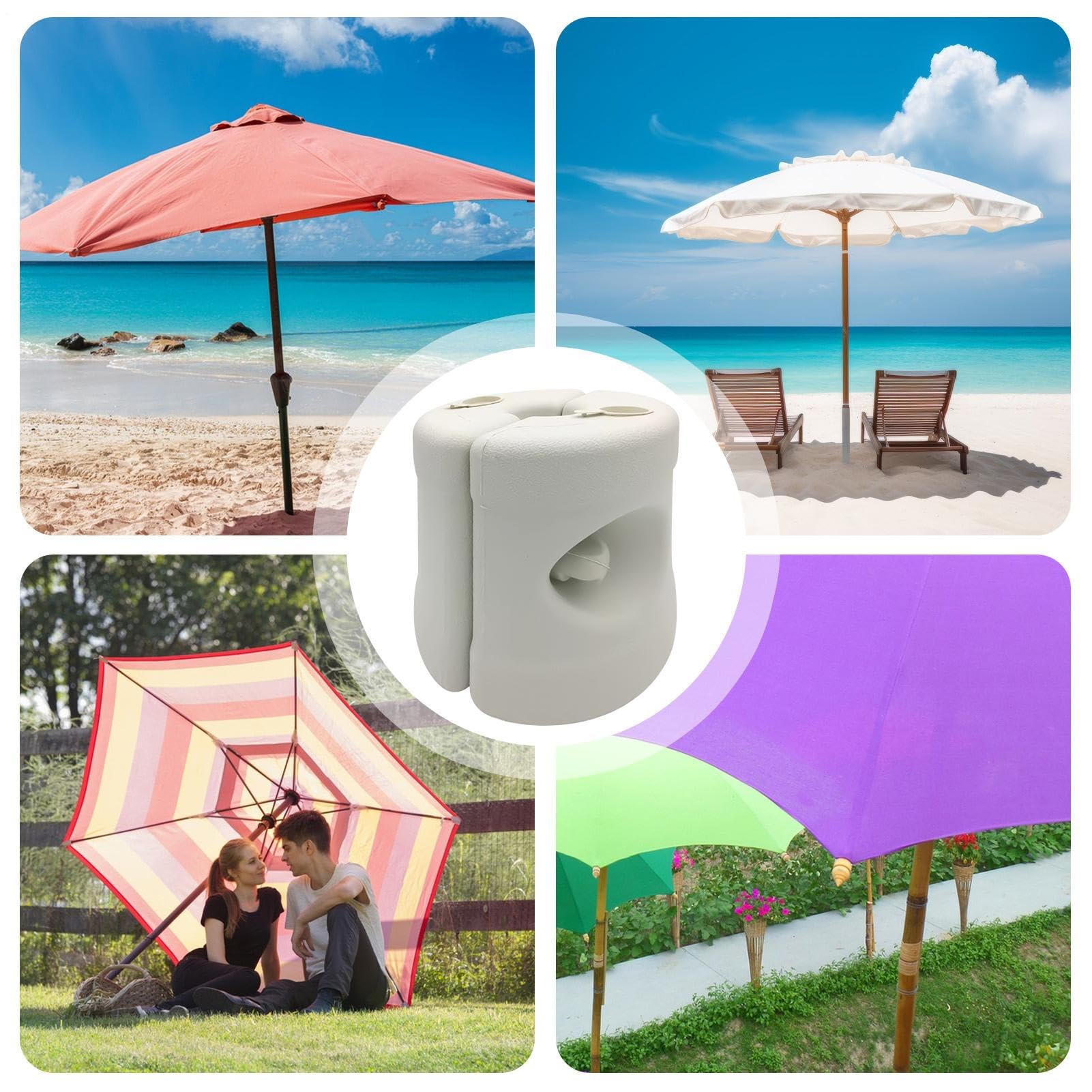 Support De Parasol De Plage Lesté - Base Robuste 5 Pointes - Pour Terrasse, Pique-nique, Pêche